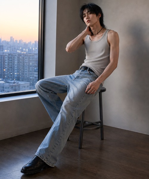 B.I.D.(ビーアイディー)の「《Bd》T/C サーマルノースリーブタンクトップ(タンクトップ・メンズ・ブラック/ネイビー/グレー/カーキ/ホワイト・LARGE/X-LARGE/MEDIUM)」の21枚目の写真