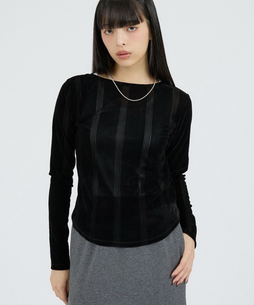 Robert P.Miller（ロバート ピー ミラー）の「【Robert P Miller | ロバート・ピー・ミラー】Flocky  tee/シアートップス【WEB限定】（Tシャツ/カットソー・レディース・ボルドー/ベージュ/ブラック・フリー）」の2枚目の写真