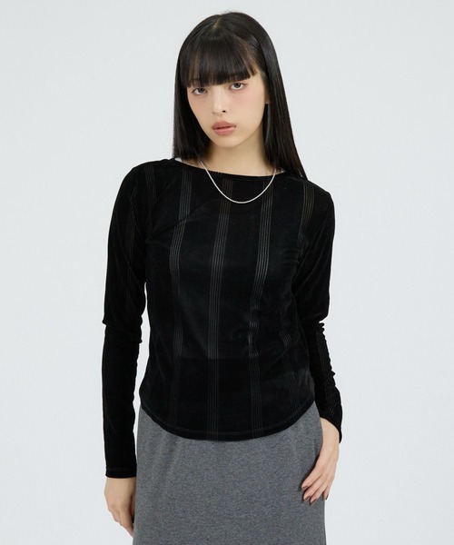 Robert P.Miller（ロバート ピー ミラー）の「【Robert P Miller | ロバート・ピー・ミラー】Flocky  tee/シアートップス【WEB限定】（Tシャツ/カットソー・レディース・ボルドー/ベージュ/ブラック・フリー）」の11枚目の写真
