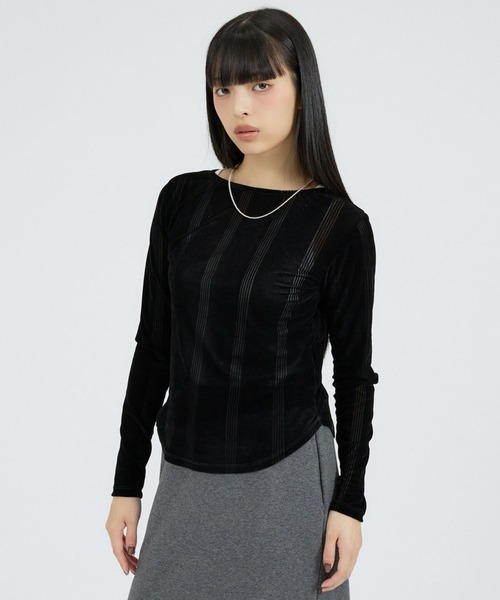 Robert P.Miller（ロバート ピー ミラー）の「【Robert P Miller | ロバート・ピー・ミラー】Flocky  tee/シアートップス【WEB限定】（Tシャツ/カットソー・レディース・ボルドー/ベージュ/ブラック・フリー）」の12枚目の写真