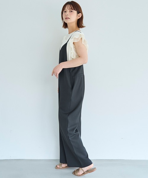 mil（ミル）の「Vネック サロペット / 無地 ドット柄 【587265】（サロペット/オーバーオール・レディース・ブラウン/ブラック/グレー・XS/S）」の5枚目の写真