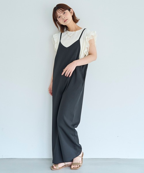 mil（ミル）の「Vネック サロペット / 無地 ドット柄 【587265】（サロペット/オーバーオール・レディース・ブラウン/ブラック/グレー・XS/S）」の4枚目の写真