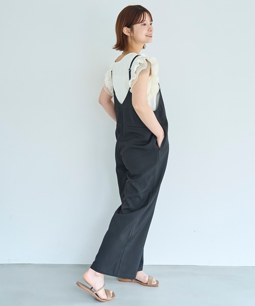 mil（ミル）の「Vネック サロペット / 無地 ドット柄 【587265】（サロペット/オーバーオール・レディース・ブラウン/ブラック/グレー・XS/S）」の6枚目の写真