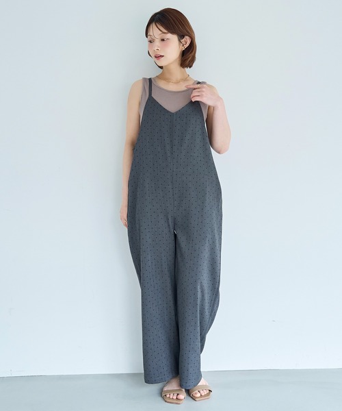 mil（ミル）の「Vネック サロペット / 無地 ドット柄 【587265】（サロペット/オーバーオール・レディース・ブラウン/ブラック/グレー・XS/S）」の8枚目の写真