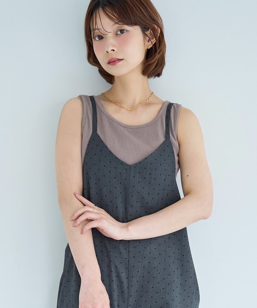 mil（ミル）の「Vネック サロペット / 無地 ドット柄 【587265】（サロペット/オーバーオール・レディース・ブラウン/ブラック/グレー・XS/S）」の10枚目の写真