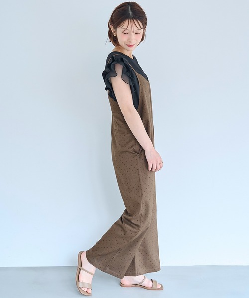 mil（ミル）の「Vネック サロペット / 無地 ドット柄 【587265】（サロペット/オーバーオール・レディース・ブラウン/ブラック/グレー・XS/S）」の14枚目の写真