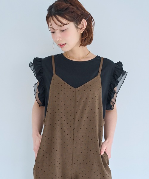 mil（ミル）の「Vネック サロペット / 無地 ドット柄 【587265】（サロペット/オーバーオール・レディース・ブラウン/ブラック/グレー・XS/S）」の17枚目の写真