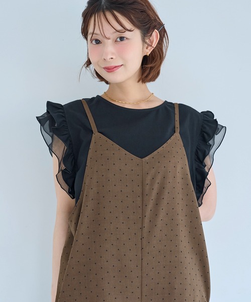 mil（ミル）の「Vネック サロペット / 無地 ドット柄 【587265】（サロペット/オーバーオール・レディース・ブラウン/ブラック/グレー・XS/S）」の11枚目の写真