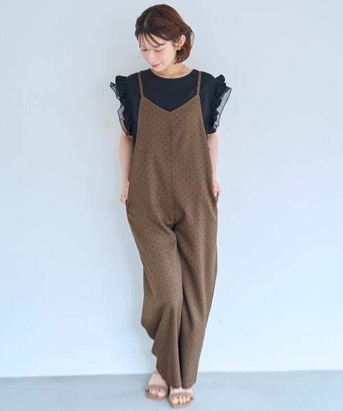 mil（ミル）の「Vネック サロペット / 無地 ドット柄 【587265】（サロペット/オーバーオール・レディース・ブラウン/ブラック/グレー・XS/S）」の16枚目の写真
