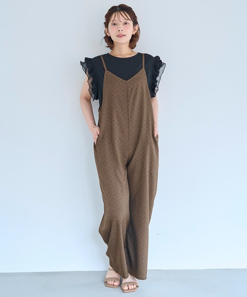 mil（ミル）の「Vネック サロペット / 無地 ドット柄 【587265】（サロペット/オーバーオール・レディース・ブラウン/ブラック/グレー・XS/S）」の15枚目の写真