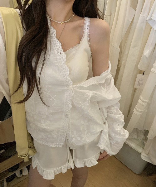 Miniministore(ミニミニストア)の「レースパーカー レディースシアートップス(カーディガン/ボレロ・レディース・ベージュ/ホワイト・FREE)」の8枚目の写真