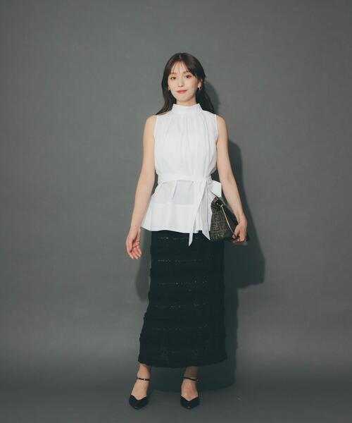 URBAN RESEARCH ROSSO WOMEN(アーバンリサーチ ロッソ)の「ラメジャガードストレートスカート(スカート・レディース・ブラック/オフホワイト・FREE)」の2枚目の写真