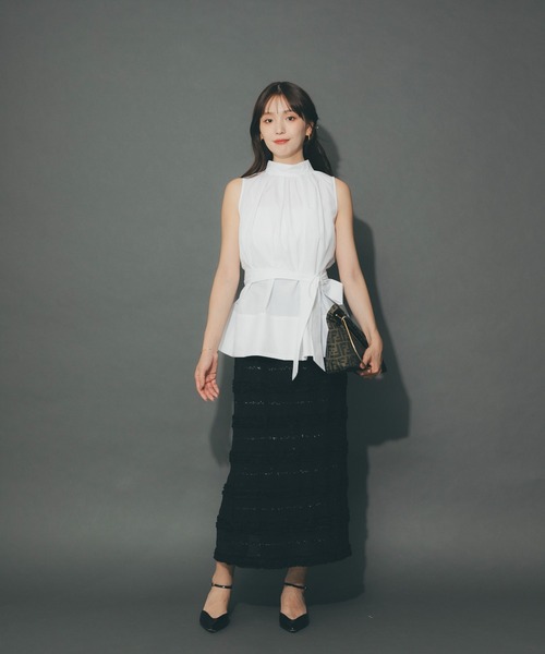 URBAN RESEARCH ROSSO WOMEN(アーバンリサーチ ロッソ)の「ラメジャガードストレートスカート(スカート・レディース・ブラック/オフホワイト・FREE)」の2枚目の写真