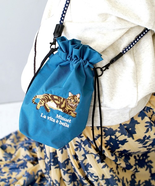 e-zakkamania stores(イーザッカマニアストアーズ)の「アニマル刺繍コード ショルダーバッグ(ショルダーバッグ・レディース・ネイビー/ブルー/ダークグレー/グレー/レッド/カーキ/グリーン/アイボリー/グレー系その他/ベージュ・-)」の10枚目の写真