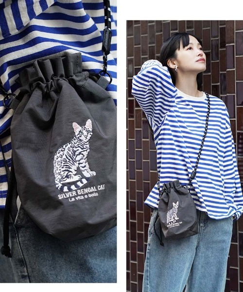 e-zakkamania stores(イーザッカマニアストアーズ)の「アニマル刺繍コード ショルダーバッグ(ショルダーバッグ・レディース・ネイビー/ブルー/ダークグレー/グレー/レッド/カーキ/グリーン/アイボリー/グレー系その他/ベージュ・-)」の12枚目の写真