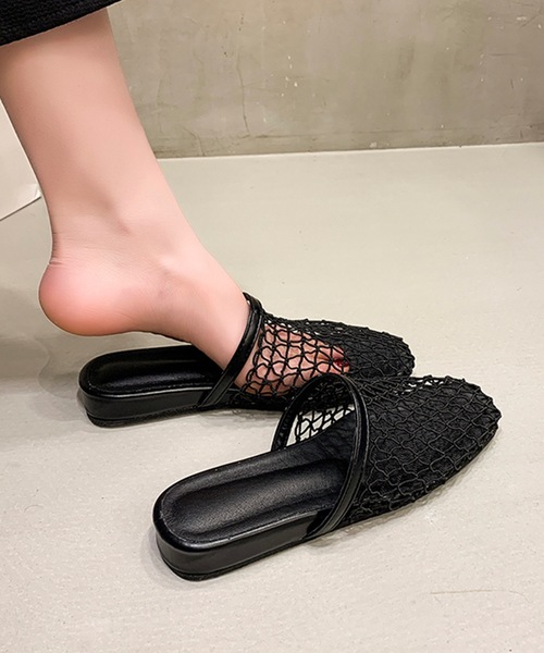 Lace Ladies（レースレディース）の「フィッシュネット ストラップ フラット ミュール サンダル（サンダル・レディース・アイボリー/ブラック・25cm/24.5cm/24cm/23.5cm/23cm/22.5cm）」の7枚目の写真