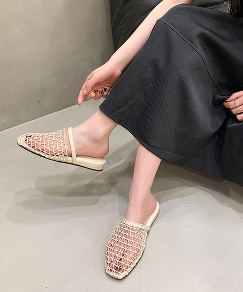 Lace Ladies（レースレディース）の「フィッシュネット ストラップ フラット ミュール サンダル（サンダル・レディース・アイボリー/ブラック・25cm/24.5cm/24cm/23.5cm/23cm/22.5cm）」の8枚目の写真