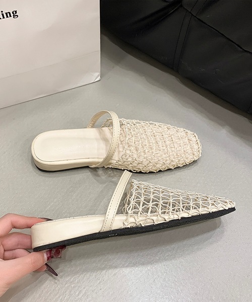 Lace Ladies（レースレディース）の「フィッシュネット ストラップ フラット ミュール サンダル（サンダル・レディース・アイボリー/ブラック・25cm/24.5cm/24cm/23.5cm/23cm/22.5cm）」の10枚目の写真