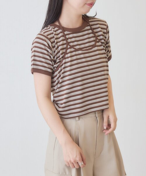 Kastane(カスタネ)の「【一部店舗限定】B ホルターネックボーダーTEE(Tシャツ/カットソー・レディース・ブラウン/ネイビー/ブラック・FREE)」の7枚目の写真