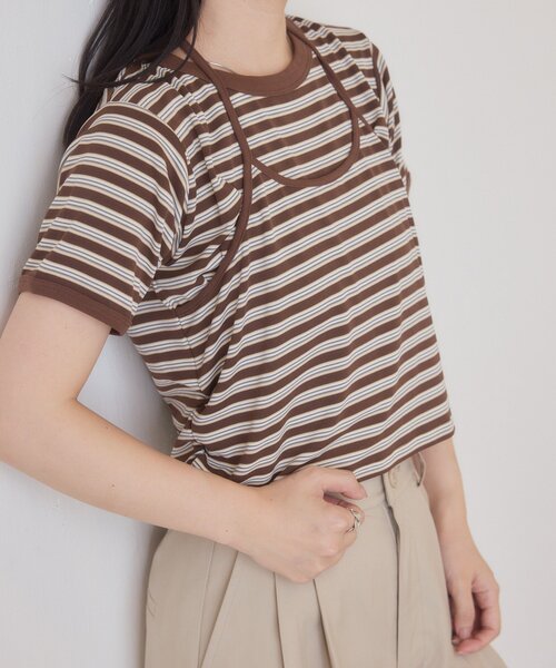 Kastane(カスタネ)の「【一部店舗限定】B ホルターネックボーダーTEE(Tシャツ/カットソー・レディース・ブラウン/ネイビー/ブラック・FREE)」の8枚目の写真