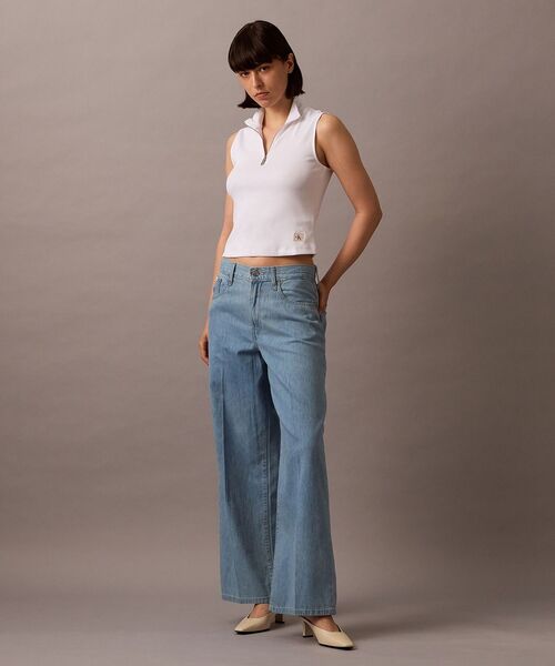 Calvin Klein(カルバン・クライン)の「タンクトップ - ハーフジップノースリーブトップ(タンクトップ・レディース・グレー/ホワイト/ブラック・M/L/S/XS)」の13枚目の写真
