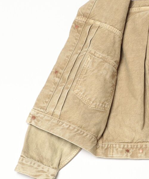 Sanca(サンカ)の「【AUTHEN】オーセン/ JUMBLE DYE TRUCKER JACKET (ユニセックス)(デニムジャケット・メンズ・ベージュ/オフホワイト・SMALL/MEDIUM/LARGE)」の4枚目の写真