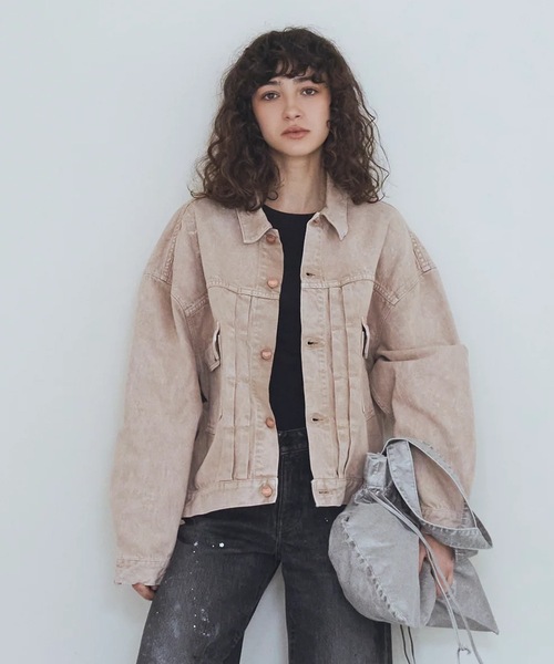 Sanca(サンカ)の「【AUTHEN】オーセン/ JUMBLE DYE TRUCKER JACKET (ユニセックス)(デニムジャケット・メンズ・ベージュ/オフホワイト・SMALL/MEDIUM/LARGE)」の1枚目の写真