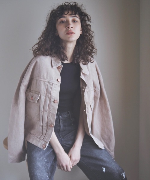 Sanca(サンカ)の「【AUTHEN】オーセン/ JUMBLE DYE TRUCKER JACKET (ユニセックス)(デニムジャケット・メンズ・ベージュ/オフホワイト・SMALL/MEDIUM/LARGE)」の7枚目の写真