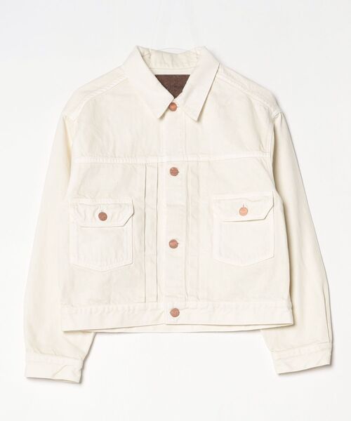 Sanca(サンカ)の「【AUTHEN】オーセン/ JUMBLE DYE TRUCKER JACKET (ユニセックス)(デニムジャケット・メンズ・ベージュ/オフホワイト・SMALL/MEDIUM/LARGE)」の6枚目の写真