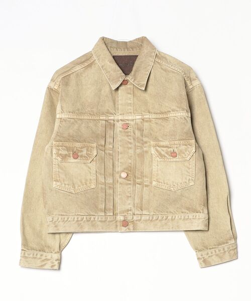 Sanca(サンカ)の「【AUTHEN】オーセン/ JUMBLE DYE TRUCKER JACKET (ユニセックス)(デニムジャケット・メンズ・ベージュ/オフホワイト・SMALL/MEDIUM/LARGE)」の5枚目の写真