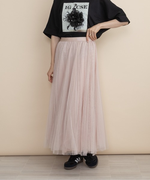 lodie(ロディ)の「ソフトチュール ロングスカート(スカート・レディース・ブラウン/ブラック/ピンク・FREE)」の22枚目の写真