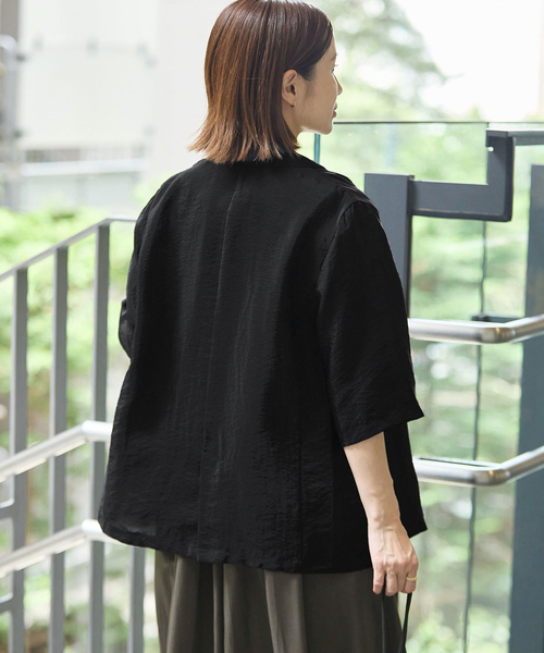 IENA（イエナ）の「《追加/接触冷感》ウォッシャブル シアーショートスリーブジャケット（テーラードジャケット・レディース・ブラウン/ブラック/ピンク・36/38）」の12枚目の写真