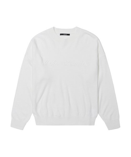ADHOC(アドホック)の「女性クルーネック刺繍ニット(アイボリー)(ニット/セーター・レディース・その他・85/90)」の1枚目の写真