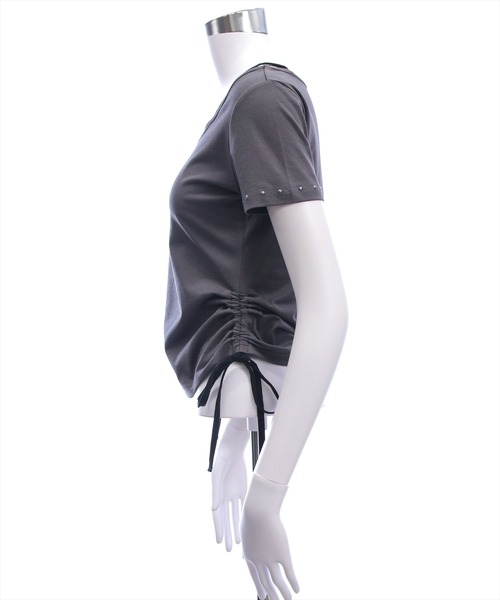 clear（クリア）の「接触冷感サイドドロストレイヤード風Tシャツ［骨格ウェーブ／カジュアル／ストリート／ロゴデザイン］（Tシャツ/カットソー・レディース・ブラック/グレー/オフホワイト・F）」の14枚目の写真