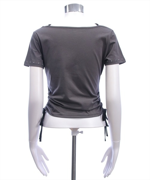 clear（クリア）の「接触冷感サイドドロストレイヤード風Tシャツ［骨格ウェーブ／カジュアル／ストリート／ロゴデザイン］（Tシャツ/カットソー・レディース・ブラック/グレー/オフホワイト・F）」の16枚目の写真
