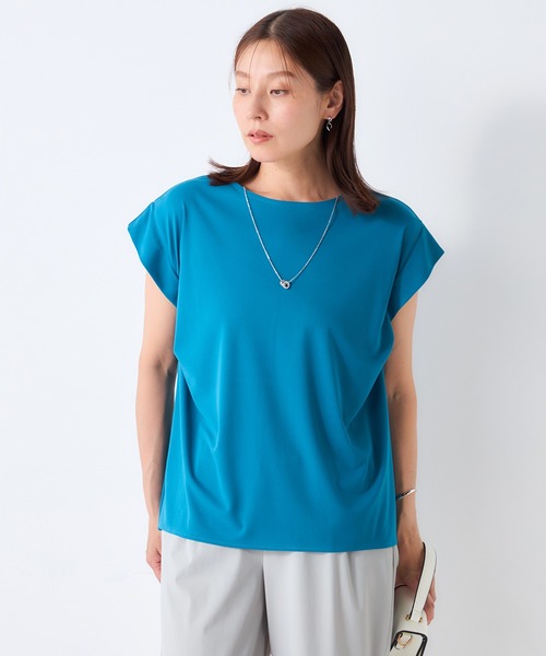 GALLORIA(ギャローリア)の「【接触冷感・UVカット】肩タックネックレス付プルオーバー(Tシャツ/カットソー・レディース・ネイビー/ブルー/ブラウン・L/M/S/LL)」の1枚目の写真