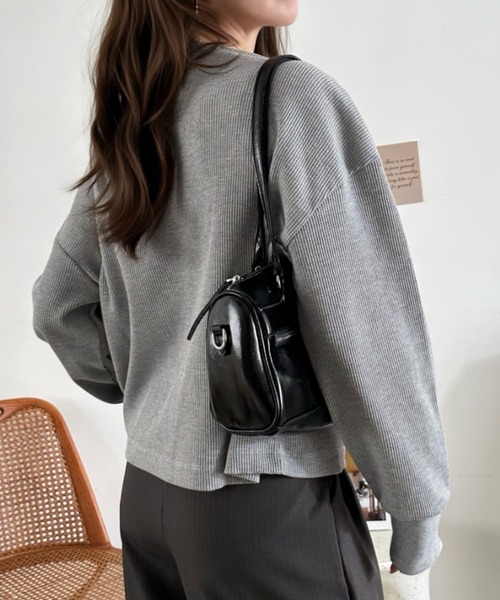 Eclat one(エクラワン)の「【Eclat one】ボートネック ワッフル プルオーバー(Tシャツ/カットソー・レディース・ブラウン/ブラック/グレー・FREE)」の18枚目の写真