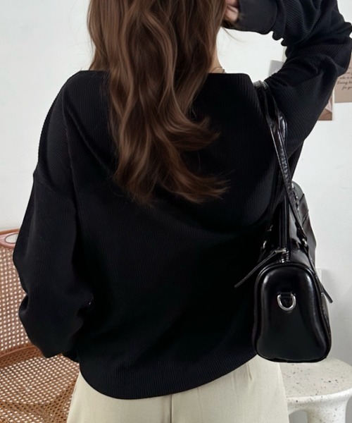 Eclat one(エクラワン)の「【Eclat one】ボートネック ワッフル プルオーバー(Tシャツ/カットソー・レディース・ブラウン/ブラック/グレー・FREE)」の12枚目の写真
