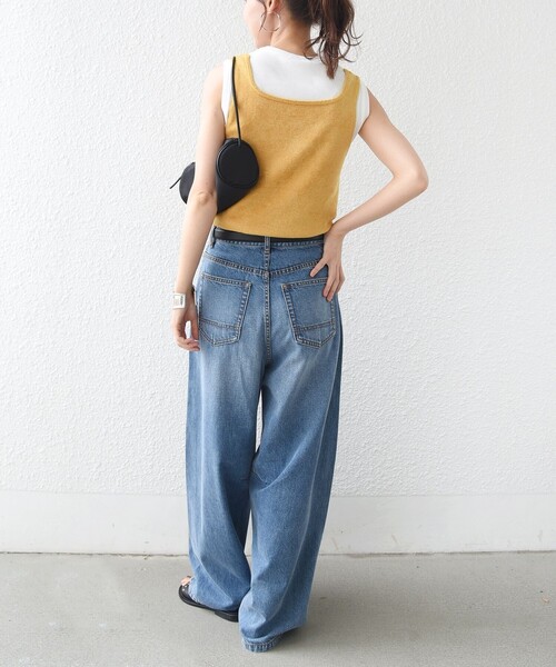SHIPS(シップス)の「〈手洗い可能〉ミニシャギー 前後 2WAY スクエア ニット タンク(タンクトップ・レディース・ブラック/イエロー/カーキ/ナチュラル・ONE SIZE)」の14枚目の写真