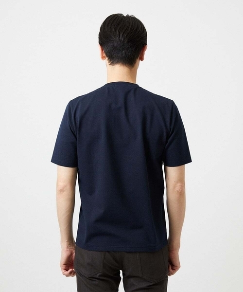 MICHEL KLEIN HOMME   （ミッシェルクランオム）の「《日本製》ブロックヘンリーネック半袖カットソー（Tシャツ/カットソー・メンズ・アイボリー/ネイビー/パープル・MEDIUM/LARGE/X-LARGE）」の7枚目の写真
