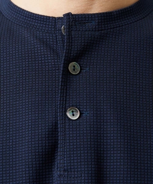 MICHEL KLEIN HOMME   （ミッシェルクランオム）の「《日本製》ブロックヘンリーネック半袖カットソー（Tシャツ/カットソー・メンズ・アイボリー/ネイビー/パープル・MEDIUM/LARGE/X-LARGE）」の9枚目の写真