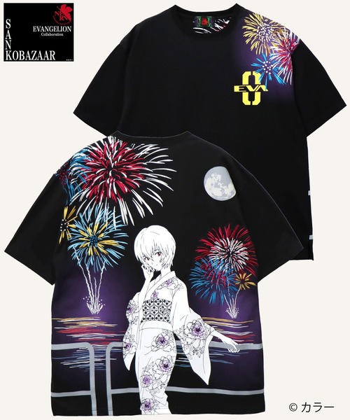 PANDIESTA（パンディエスタ）の「EVANGELION×錦 / ヱヴァンゲリヲン×ニシキ　レイ花火Tシャツ(M2)（Tシャツ/カットソー・メンズ・ブラック/ホワイト・M/XL/XXL/L）」の2枚目の写真