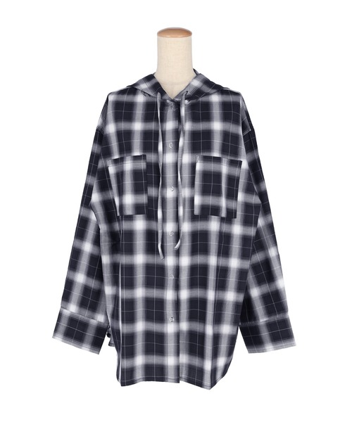 coca(coca)(コカ)の「フード付きチェックシャツ(シャツ/ブラウス・レディース・ネイビー/アイボリー・L/M)」の20枚目の写真