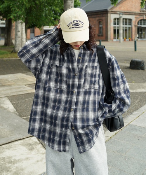 Chillfar(チルファー)の「【2026 AW pre 】ヴィンテージライク長袖チェックシャツ(シャツ/ブラウス・レディース・イエロー/ブラック/ブラウン/ネイビー系・FREE)」の3枚目の写真