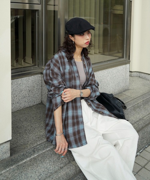 Chillfar(チルファー)の「【2026 AW pre 】ヴィンテージライク長袖チェックシャツ(シャツ/ブラウス・レディース・イエロー/ブラック/ブラウン/ネイビー系・FREE)」の2枚目の写真