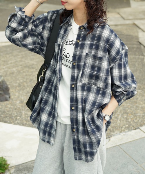 Chillfar(チルファー)の「【2026 AW pre 】ヴィンテージライク長袖チェックシャツ(シャツ/ブラウス・レディース・イエロー/ブラック/ブラウン/ネイビー系・FREE)」の19枚目の写真