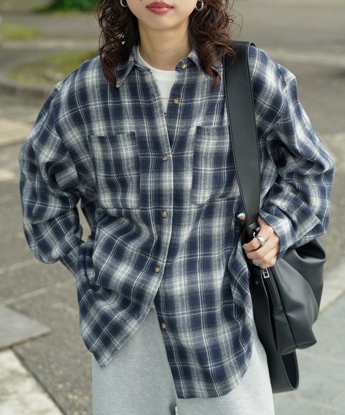 Chillfar(チルファー)の「【2026 AW pre 】ヴィンテージライク長袖チェックシャツ(シャツ/ブラウス・レディース・イエロー/ブラック/ブラウン/ネイビー系・FREE)」の17枚目の写真