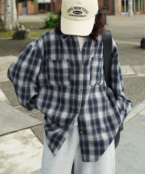 Chillfar(チルファー)の「【2026 AW pre 】ヴィンテージライク長袖チェックシャツ(シャツ/ブラウス・レディース・イエロー/ブラック/ブラウン/ネイビー系・FREE)」の21枚目の写真