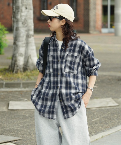 Chillfar(チルファー)の「【2026 AW pre 】ヴィンテージライク長袖チェックシャツ(シャツ/ブラウス・レディース・イエロー/ブラック/ブラウン/ネイビー系・FREE)」の22枚目の写真
