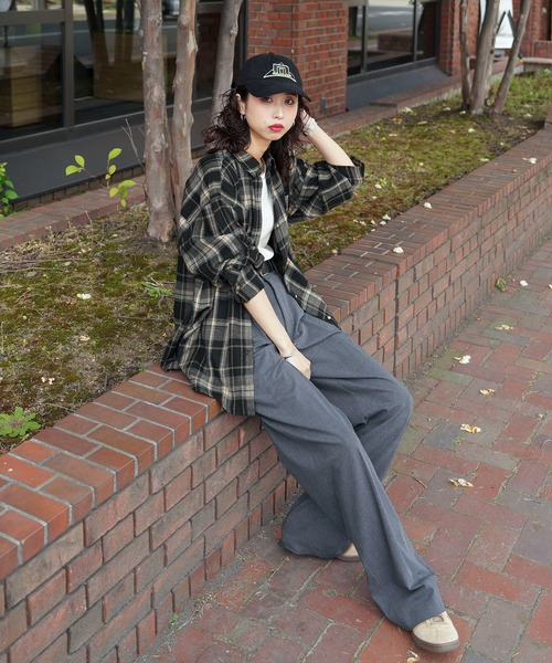 Chillfar(チルファー)の「【2026 AW pre 】ヴィンテージライク長袖チェックシャツ(シャツ/ブラウス・レディース・イエロー/ブラック/ブラウン/ネイビー系・FREE)」の13枚目の写真